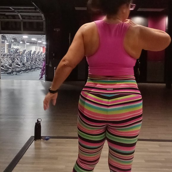 K-DEER rainbow neon striped leggings punk rock - Picture 9 of 16